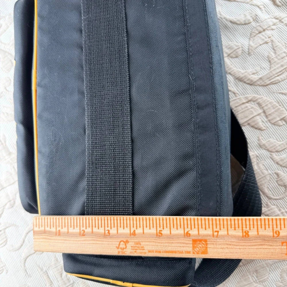 MIA Camera Shoulder Bag Black Yellow Canvas Padded Dividers Multi Pocket Bag